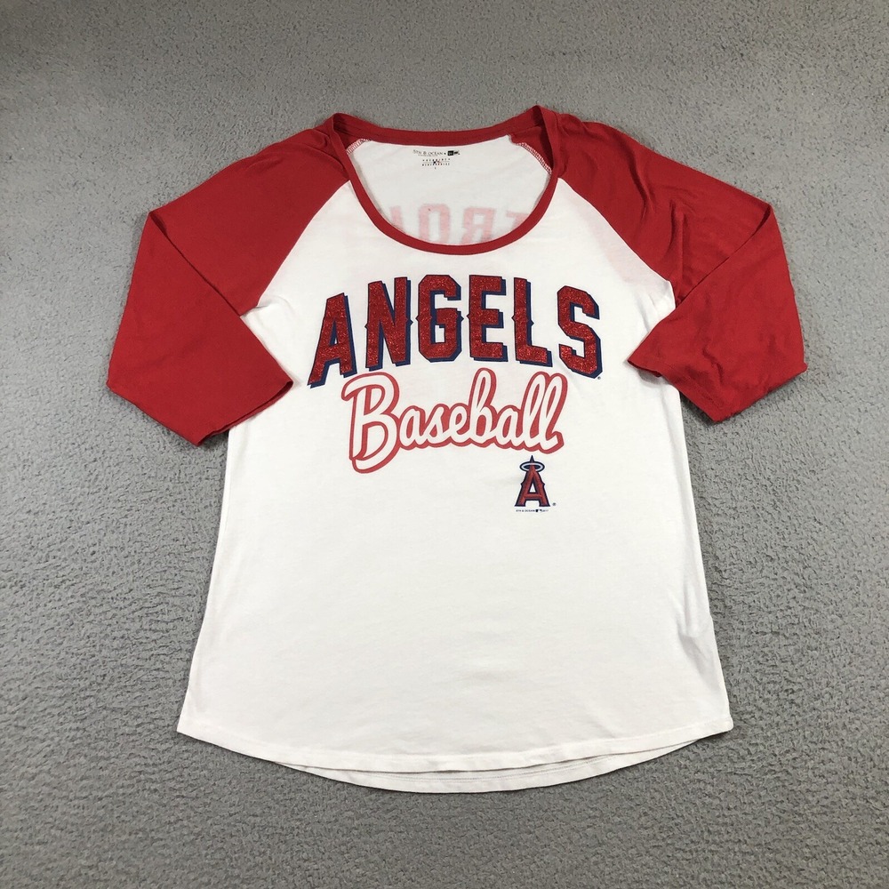 5th & Ocean T Shirt Women's L LA Angels Baseball Mike Trout 27 Red White